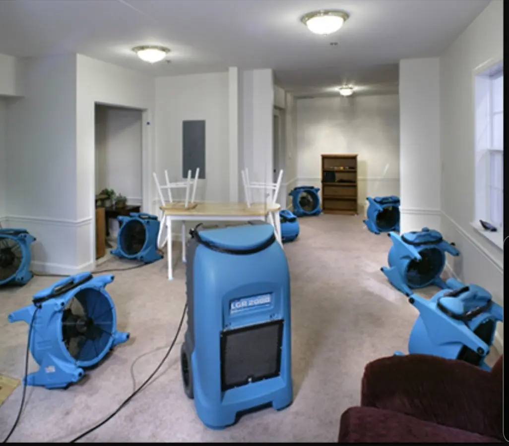 Air movers and dehumidifier setup for Water Damage Restoration in Thousand Palms